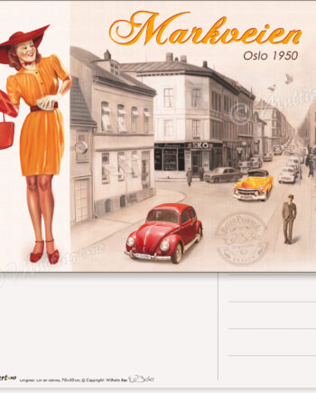 Markveien i Oslo 1950, postkort poster