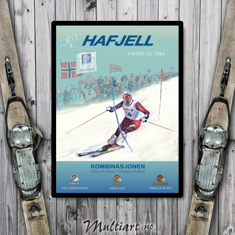 Hafjell OL 1994, plakat med sammenlagtvinner Lasse Kjus